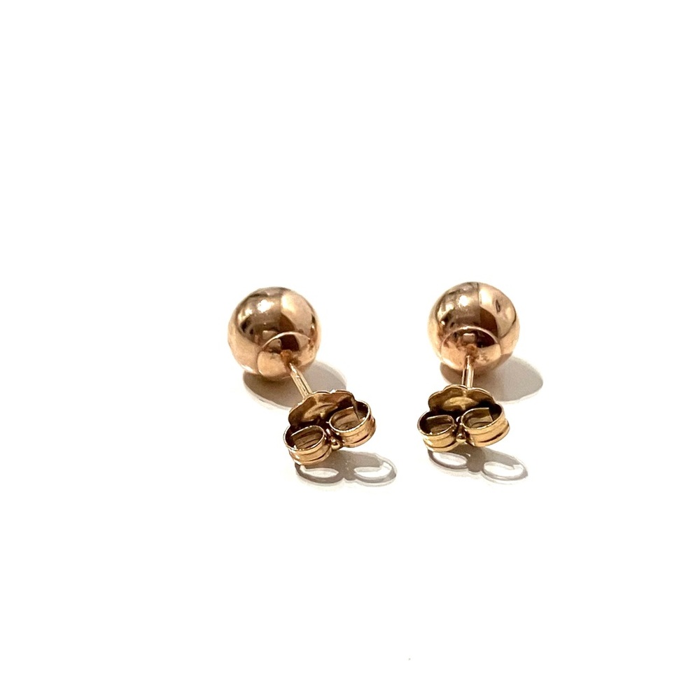 14K Rose Gold 6mm Ball Stud Earrings - Picture 2 of 5
